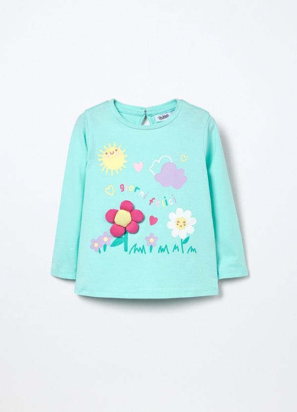 T-shirt in jersey di cotone stretch neonata