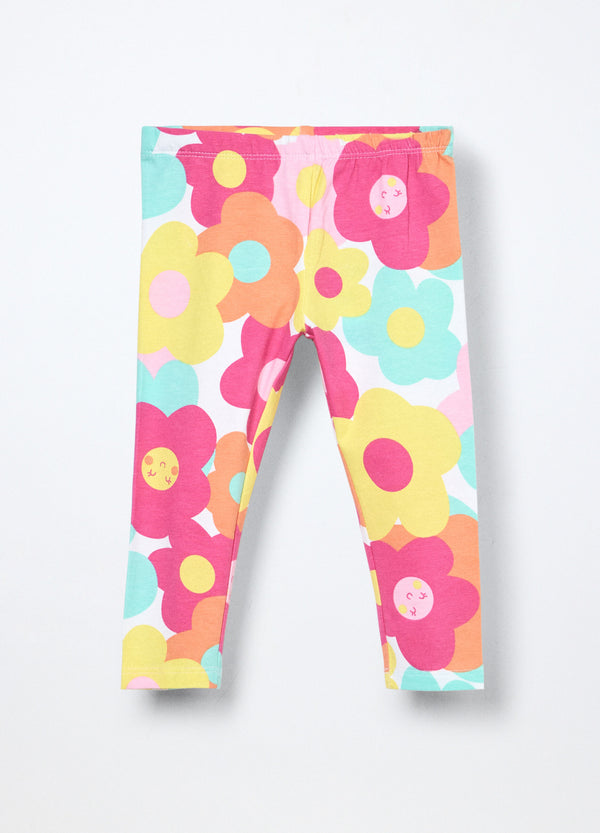 Leggings in jersey di cotone stretch neonata