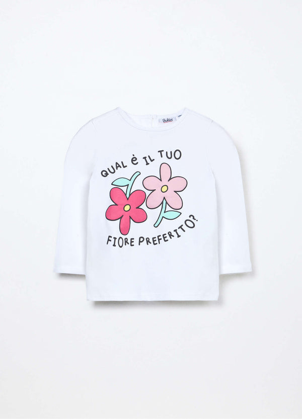 T-shirt in jersey di cotone stretch neonata.