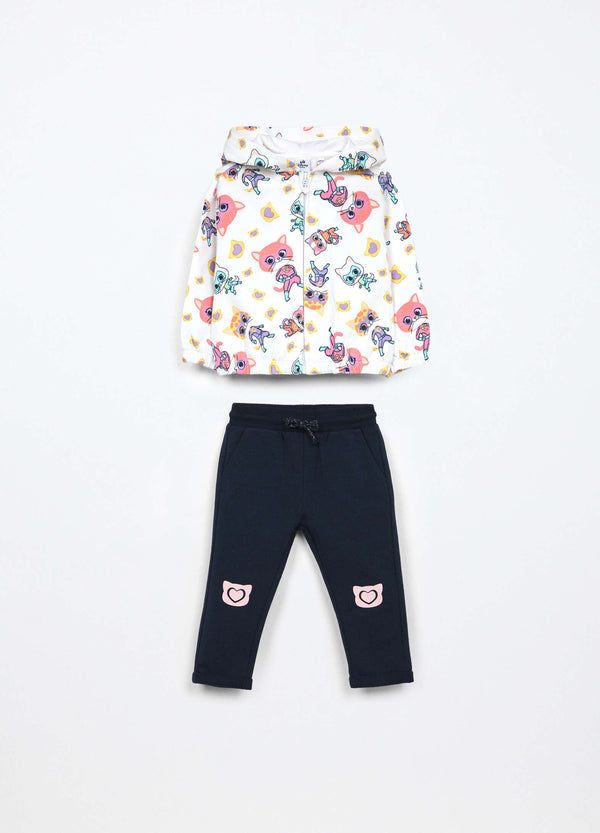 Jogging set in french terry di cotone stretch neonata