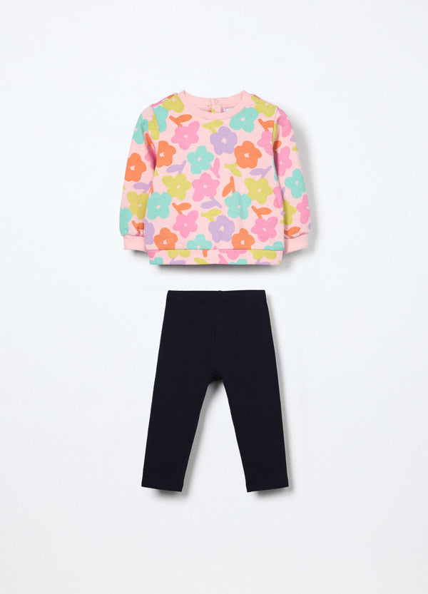 Jogging set in french terry di cotone stretch neonata