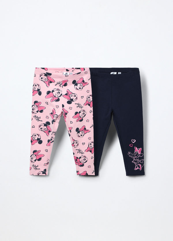 Pack 2 leggings in french terry di cotone stretch neonata