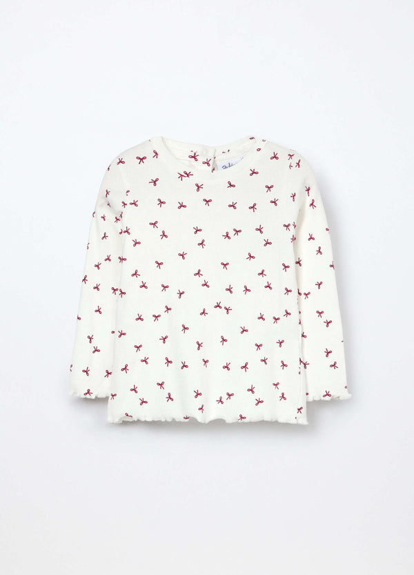 T-shirt in costina di cotone stretch neonata.