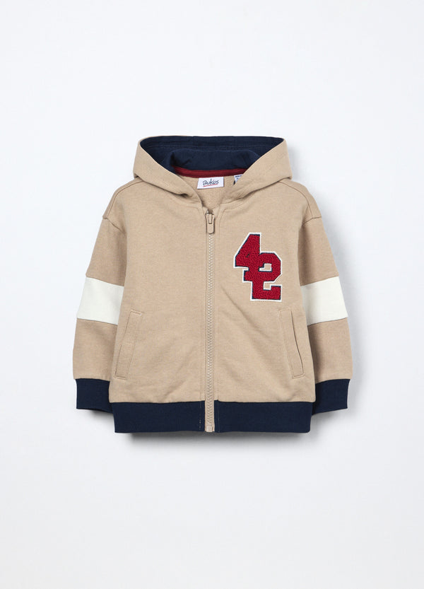 Felpa con cappuccio in french terry di puro cotone neonato