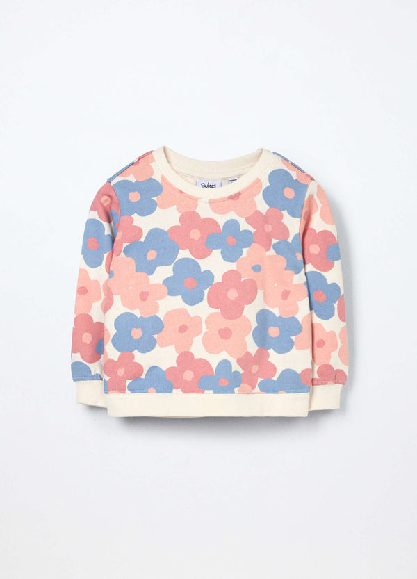 Felpa a girocollo in puro cotone neonata