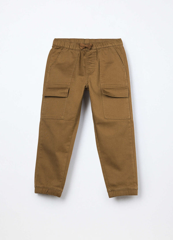Jogger cargo in french terry denim bambino