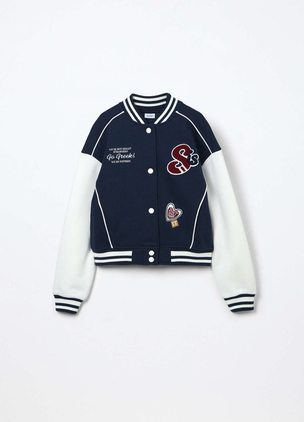 Bomber varsity in felpa misto cotone ragazza