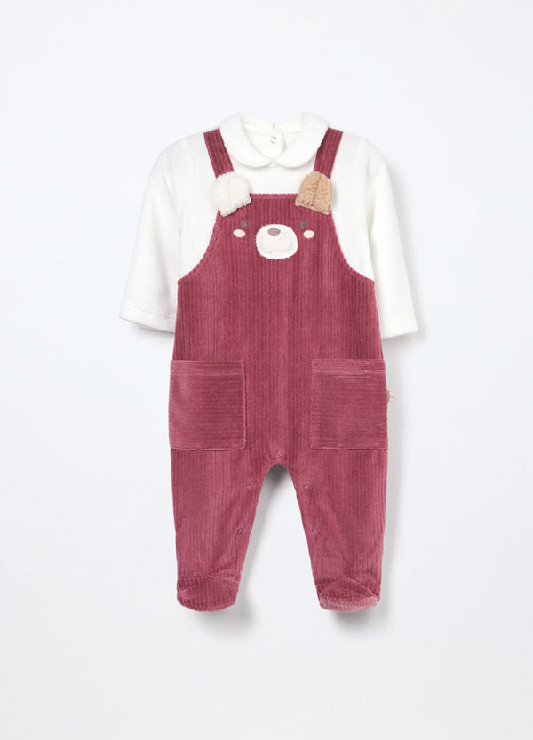 Tutina misto cotone velour neonata