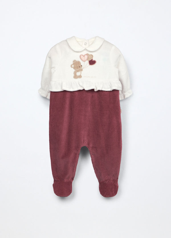 Tutina velour misto cotone neonata