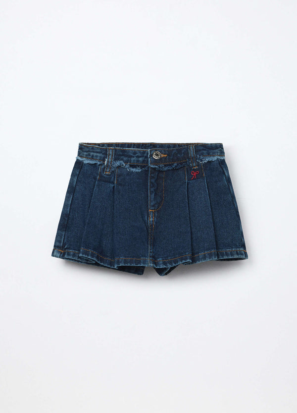Gonna pantalone in denim di puro cotone bambina