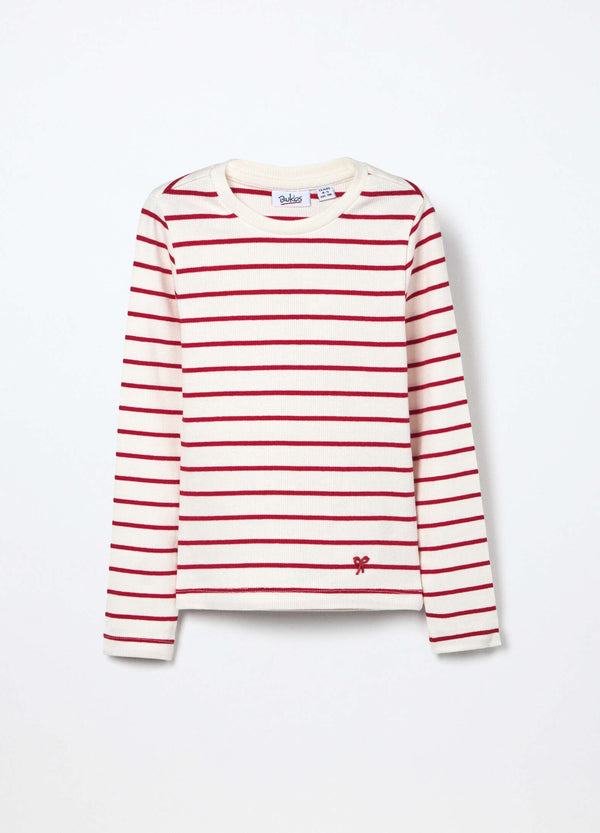 T-shirt Blukids in costina di cotone stretch bambina