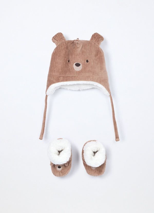 Set berretto + scarpine in puro cotone velour