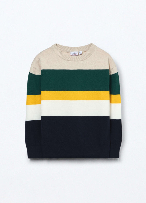 Girocollo tricot in puro cotone a righe bambino