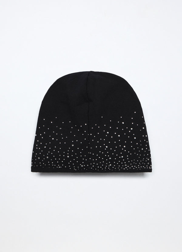 Berretto in cotone stretch con strass