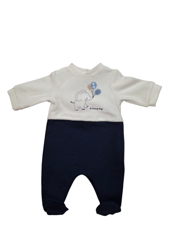 Tutina velours con ricamo neonato