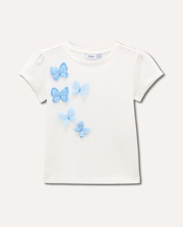 T-shirt in cotone stretch con applicazioni bambina