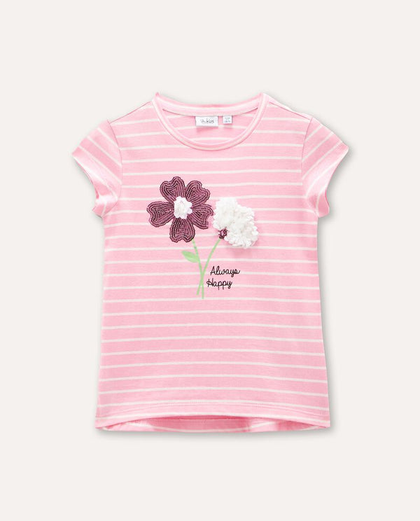 T-shirt rigata in puro cotone bambina