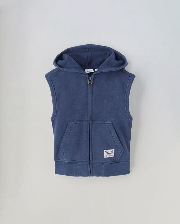 Gilet in puro cotone con cappuccio bambino