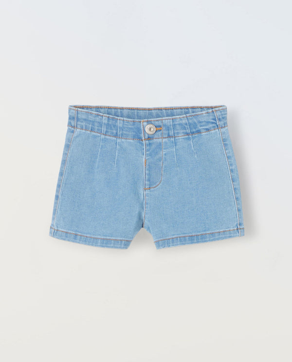 Shorts in denim di misto cotone stretch bambina