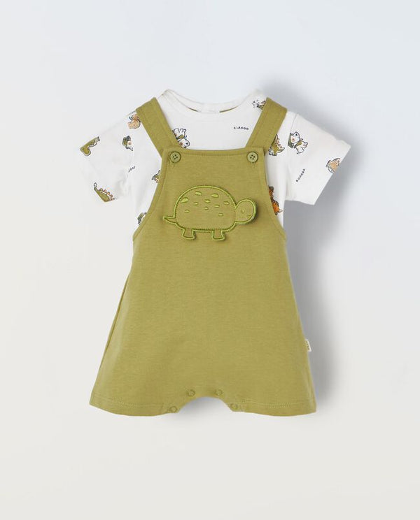 Set t-shirt + salopette neonato