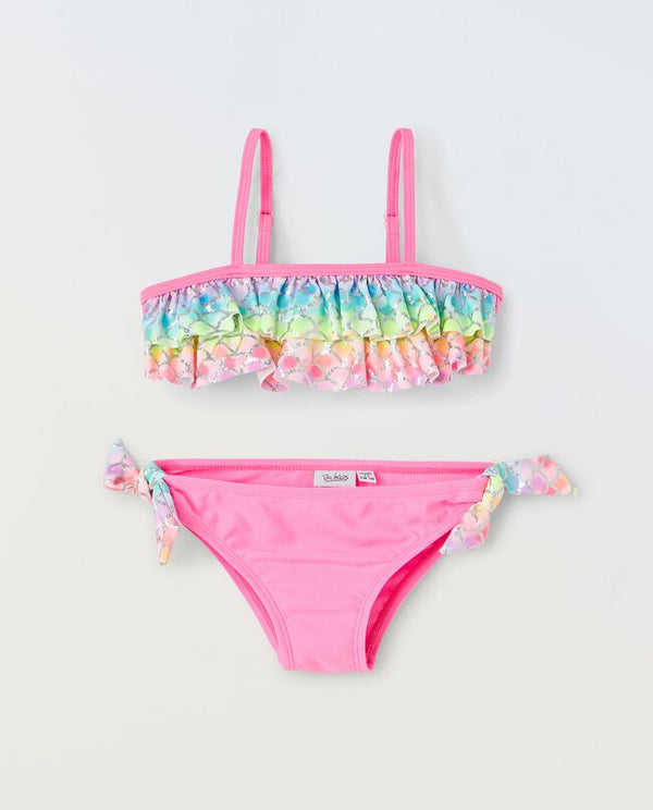 Bikini a fascia con stampa foil bambina