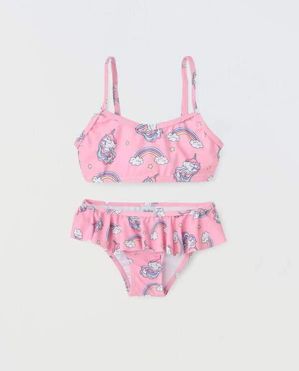 Bikini con stampa unicorno bambina