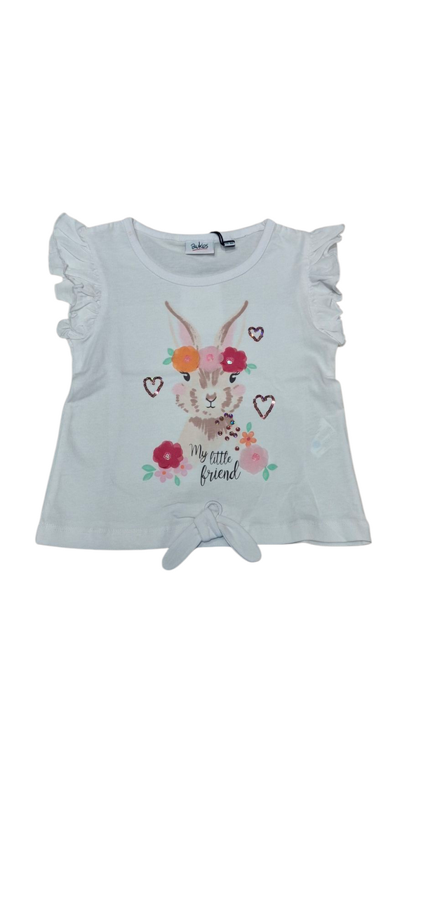 T-shirt in puro cotone con maniche ad aletta bambina