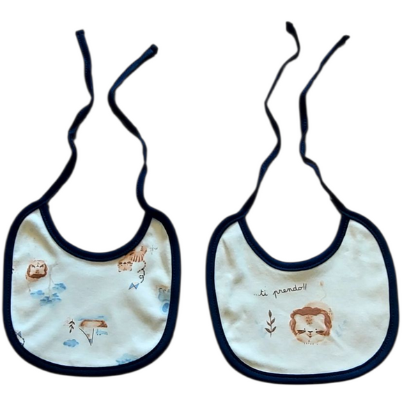 Pack 2 bavaglini in interlock di puro cotone neonato