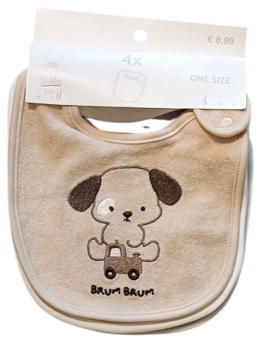 Pack 4 bavaglini in spugna di misto cotone neonato