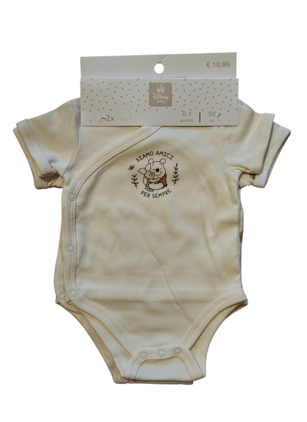 Pack 2 body incrociati in interlock di puro cotone neonato