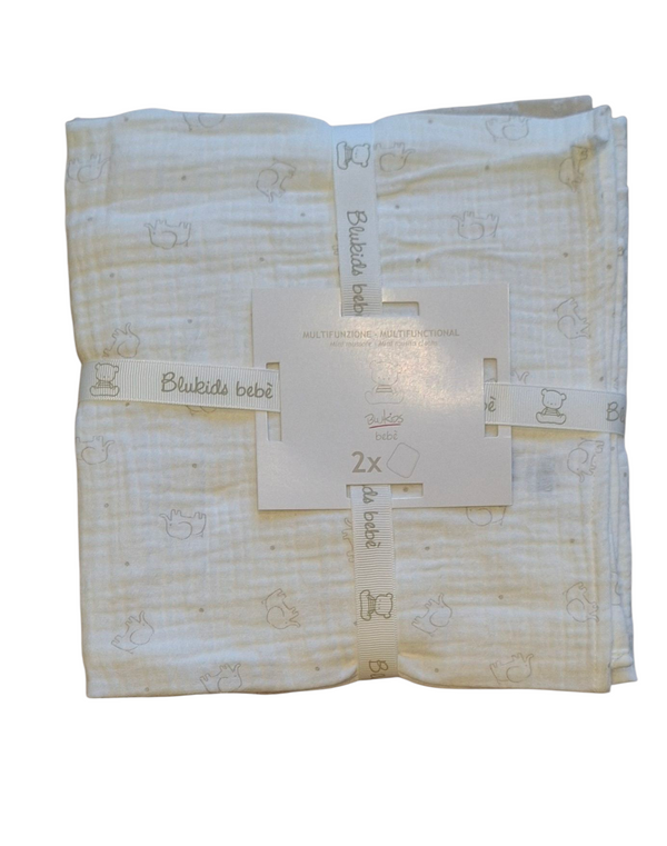 Pack 2 mussole in puro cotone neonato
