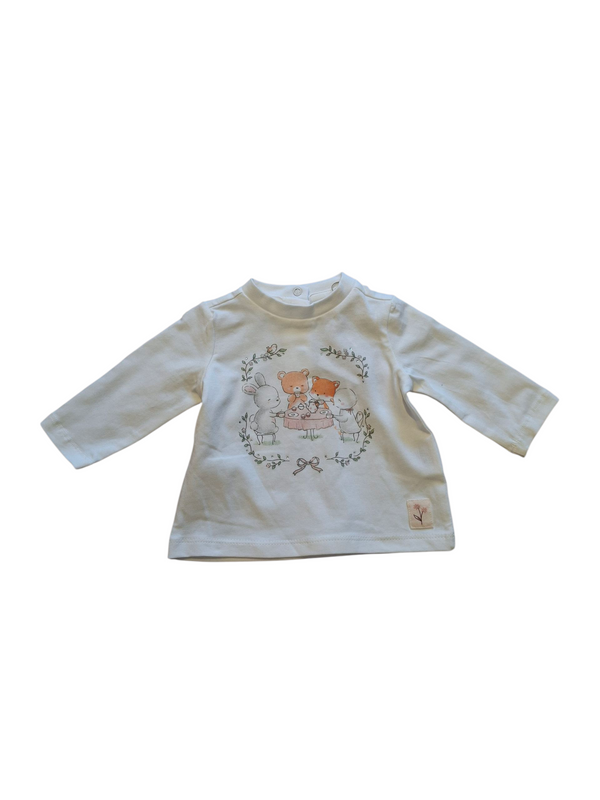 T-shirt a maniche lunghe in cotone stretch neonata