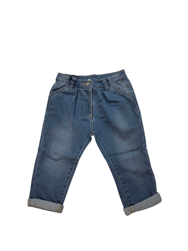 Pantaloni in denim di misto cotone neonata