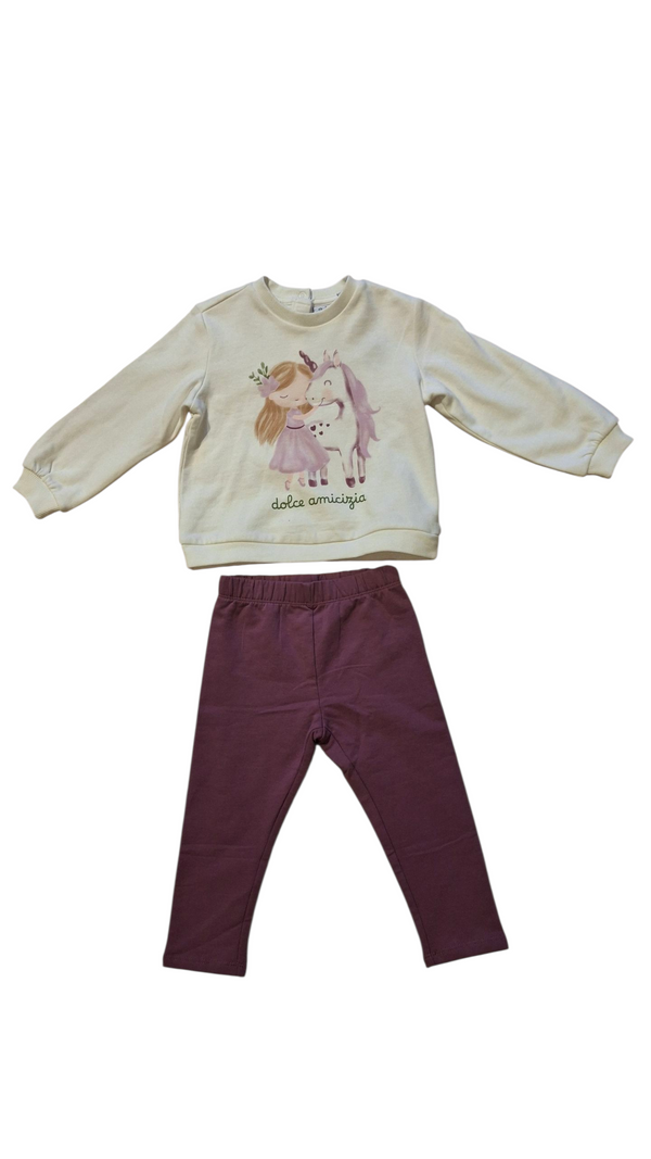 Jogging set in puro cotone fleece neonata