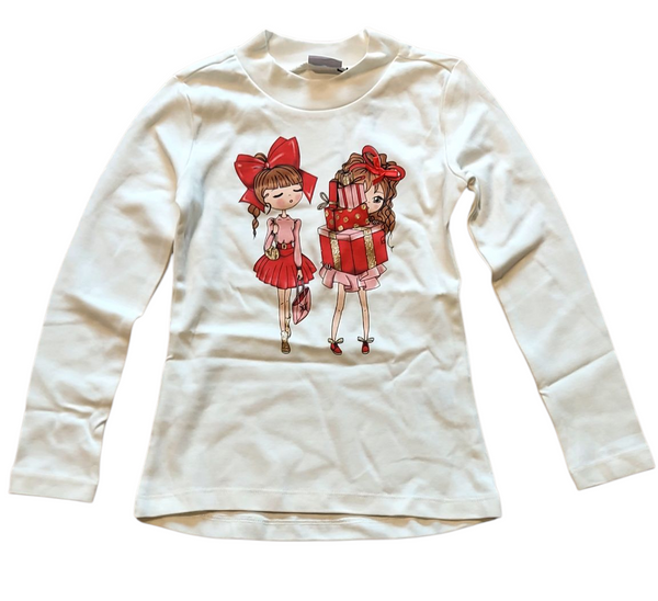 Lupetto in interlock di cotone con stampa glitter bambina