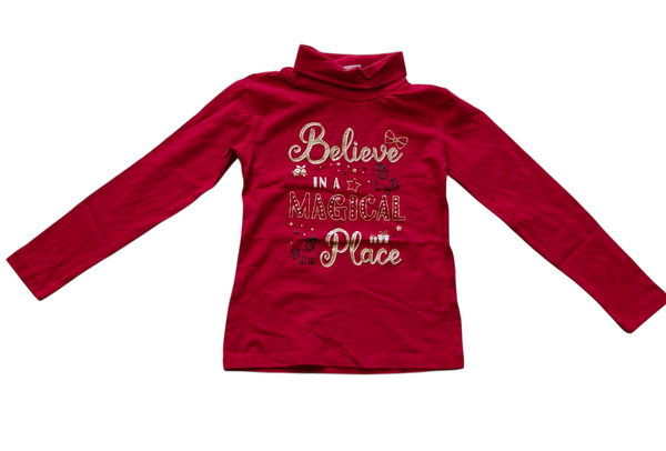 Lupetto con stampa glitter in puro cotone bambina