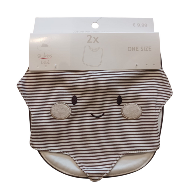 Pack 2 bavaglini in interlock di puro cotone