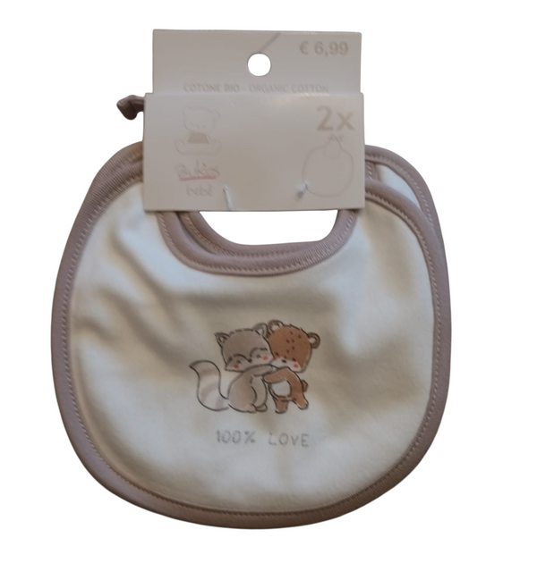 Pack 2 bavaglini in interlock di puro cotone neonato