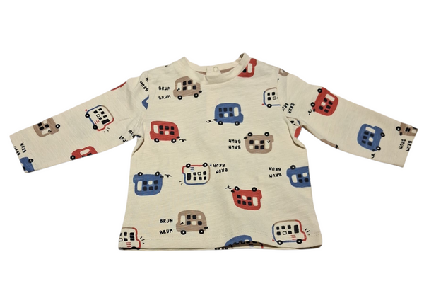 T-shirt a maniche lunghe in puro cotone neonato
