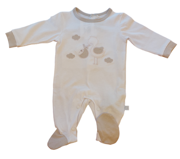Tutina girocollo bianca con motivi beige
