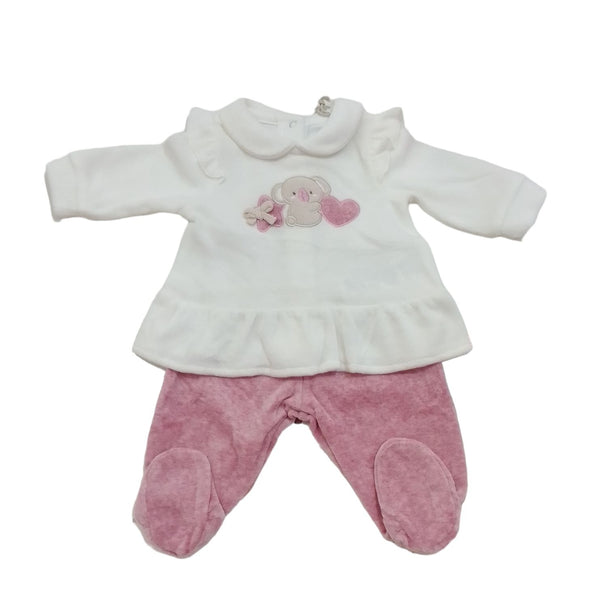 Set velours con rouches neonata