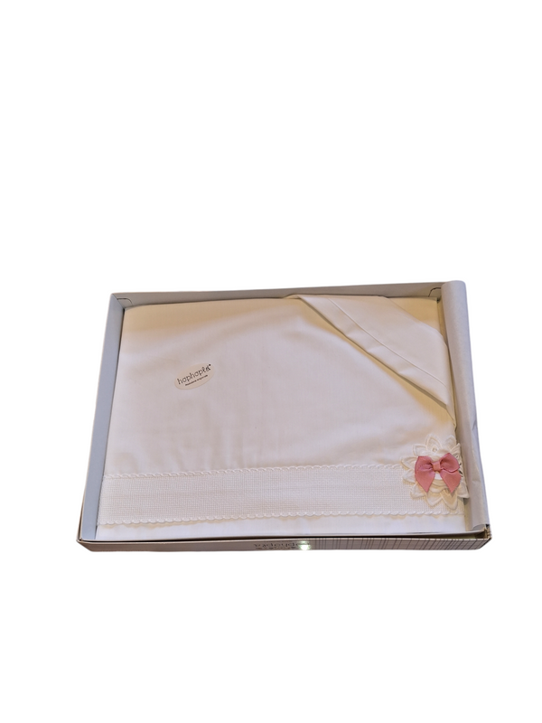 Lenzuolino in cotone culla con applicazione fiore