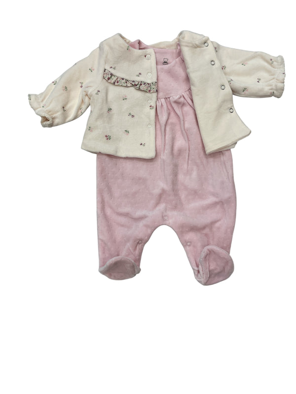 Set velours di misto cotone neonata