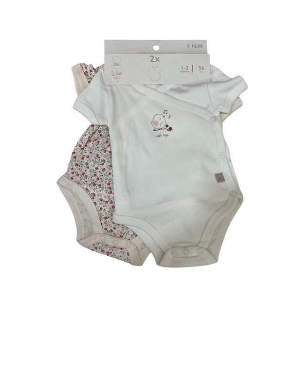 Pack 2 body incrociati in interlock di puro cotone