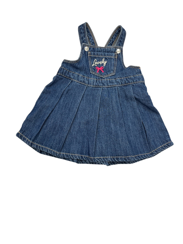 Vestito salopette in denim di puro cotone neonata