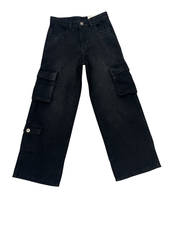 Pantaloni cargo in denim di puro cotone ragazza
