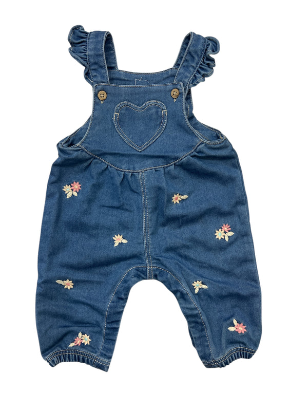 Salopette in denim tessuto elasticizzato neonata
