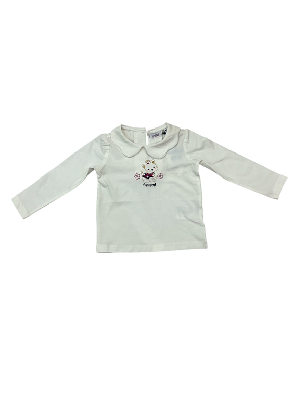 t-shirt neonata con colletto in misto cotone