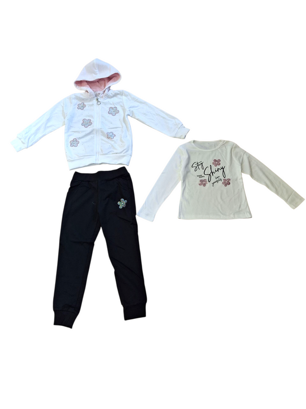 Tuta con Fiori con Brillantini Bambina