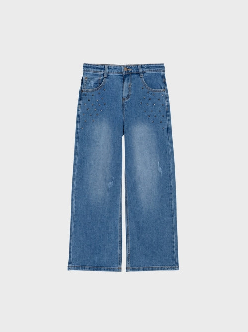 Jeans palazzo con borchie